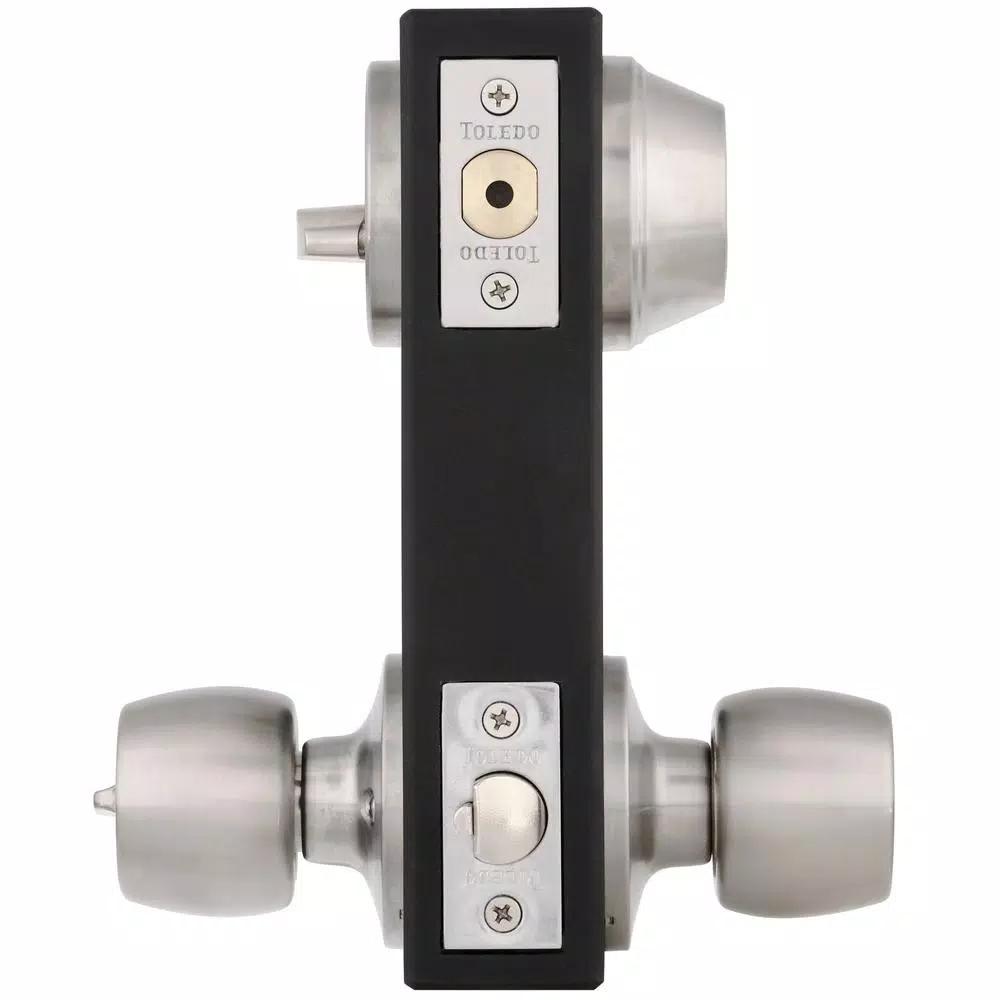 Toledo Fine Locks Single Cylinder Satin Nickel Entry Combo Set