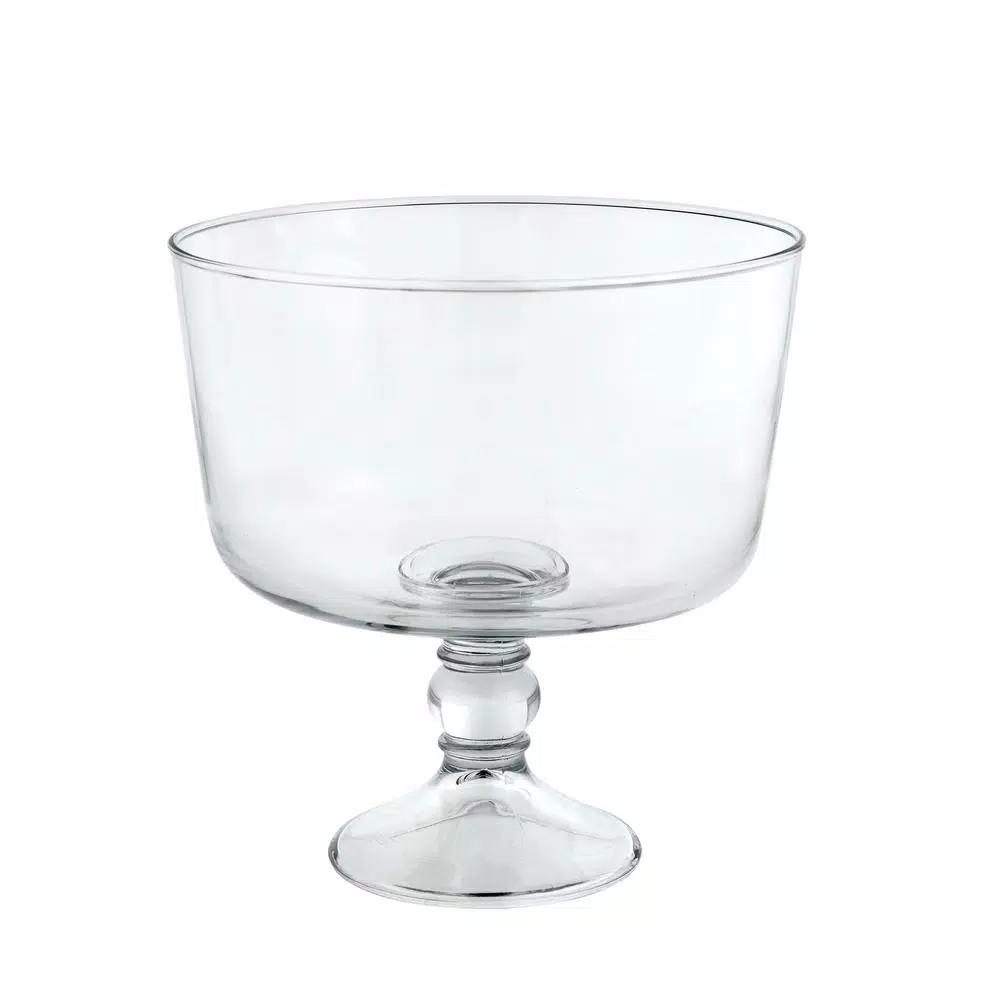 Libbey Selene 9 in. Glass Trifle Bowl, 96 oz Footed Pedestal Serving Bowl, Clear