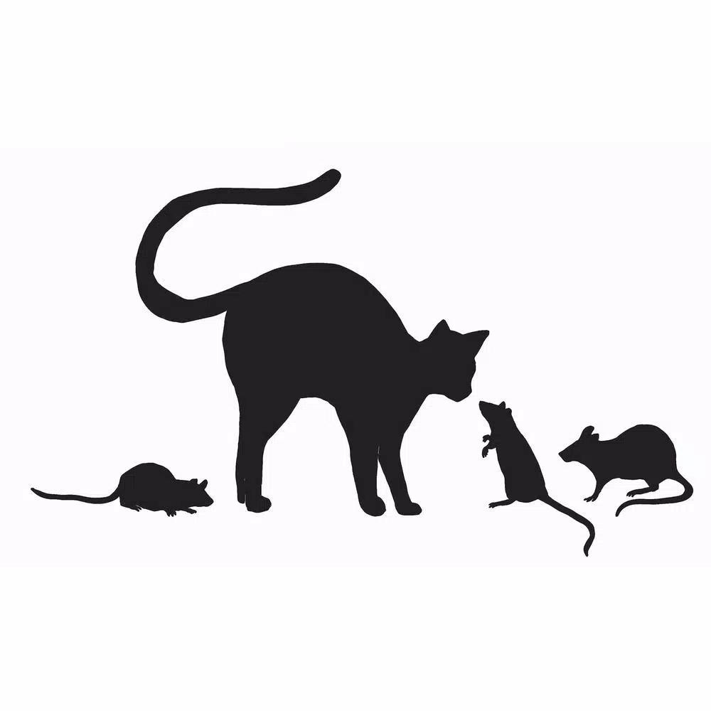 WallPops Black Cat and Mouse Halloween Wall Decal Kit, 24 in. x 17.5 in.