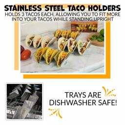 TACO TUESDAY 9-Piece Stainless Steel and Plastic Taco Kit with Tortilla Warmer, Salsa Bowls, Taco Holders, and Mortar and Pestle thumbnail 3
