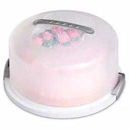 LavoHome 3-Layer Cake and Cupcake Carrier Storage Container with Server, 13.5 in. Translucent Dome, White/Gray thumbnail 2