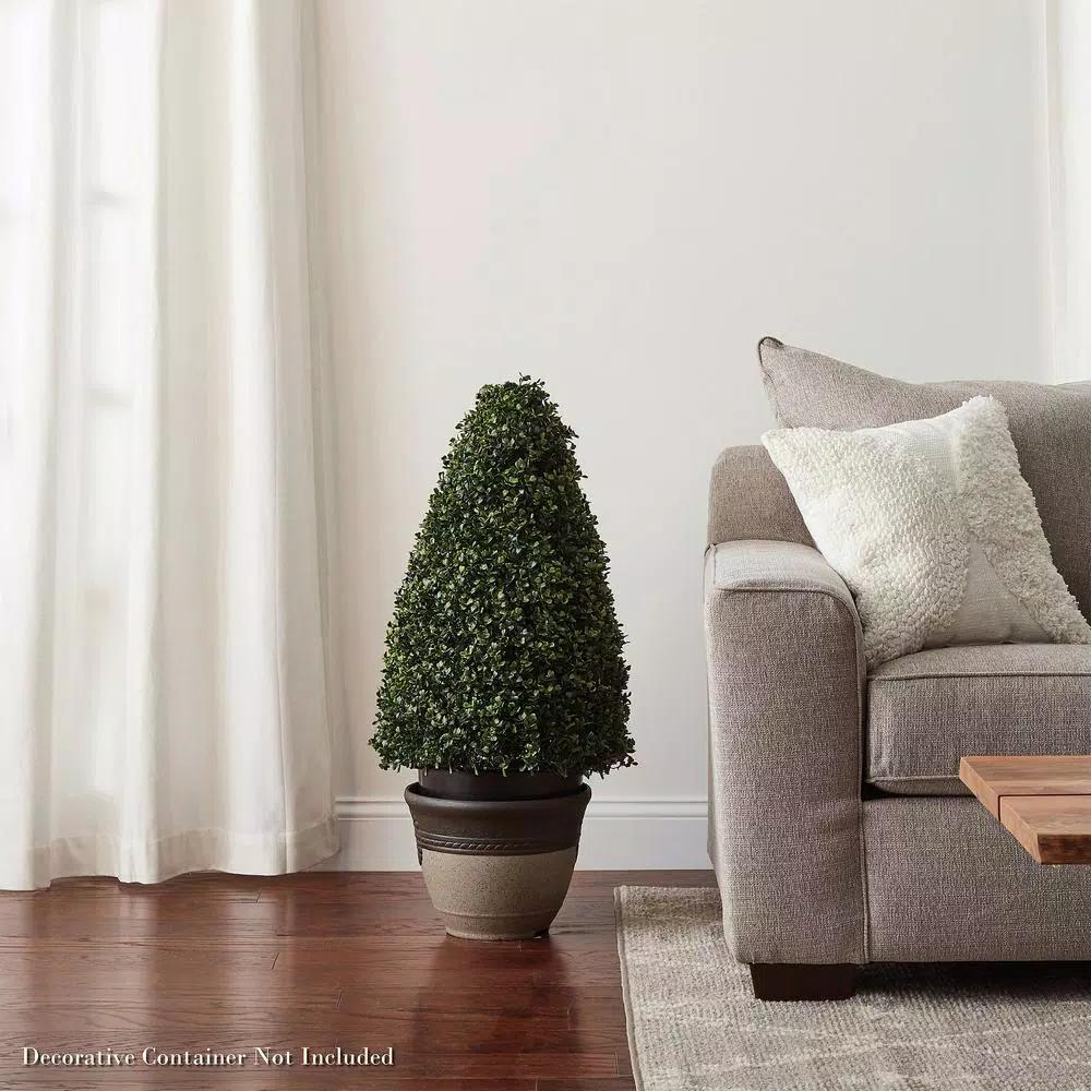 Pure Garden 36 in. Artificial Boxwood Tower Style Topiary with Pot