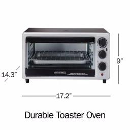 Proctor Silex 1500-Watt 6-Slice Silver Toaster Oven with Toast, Bake, and Broil Settings thumbnail 2