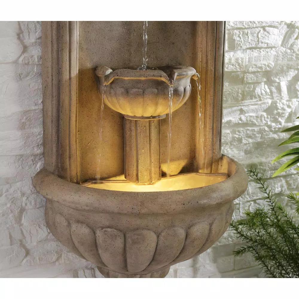 Kenroy Home Royal Resin Lionhead Wall Fountain - Sandstone Finish Mediterranean Outdoor Water Feature