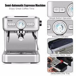Costway Stainless Steel Semi-Auto Espresso Machine with Milk Frother Wand, 1500W Coffee Maker thumbnail 7