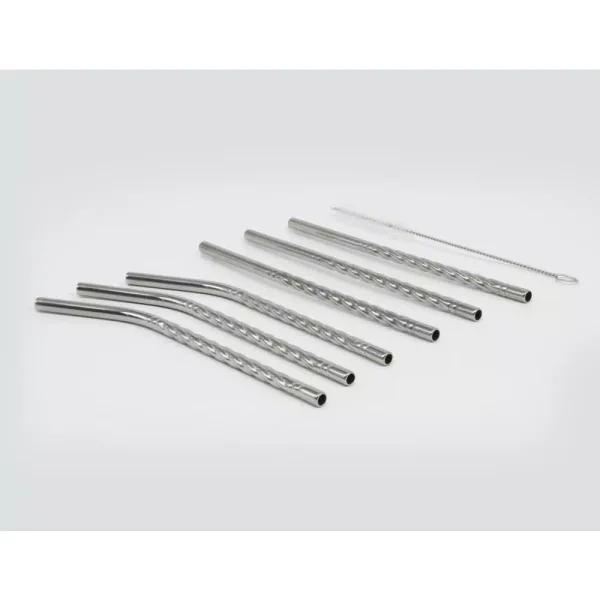 ExcelSteel 14 Pc Reusable Stainless Steel Mini Straw Set with Cleaning Brushes
