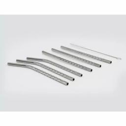 ExcelSteel 14 Pc Reusable Stainless Steel Mini Straw Set with Cleaning Brushes thumbnail 1