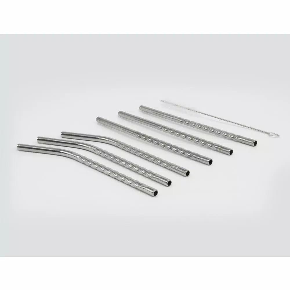 ExcelSteel 14 Pc Reusable Stainless Steel Mini Straw Set with Cleaning Brushes
