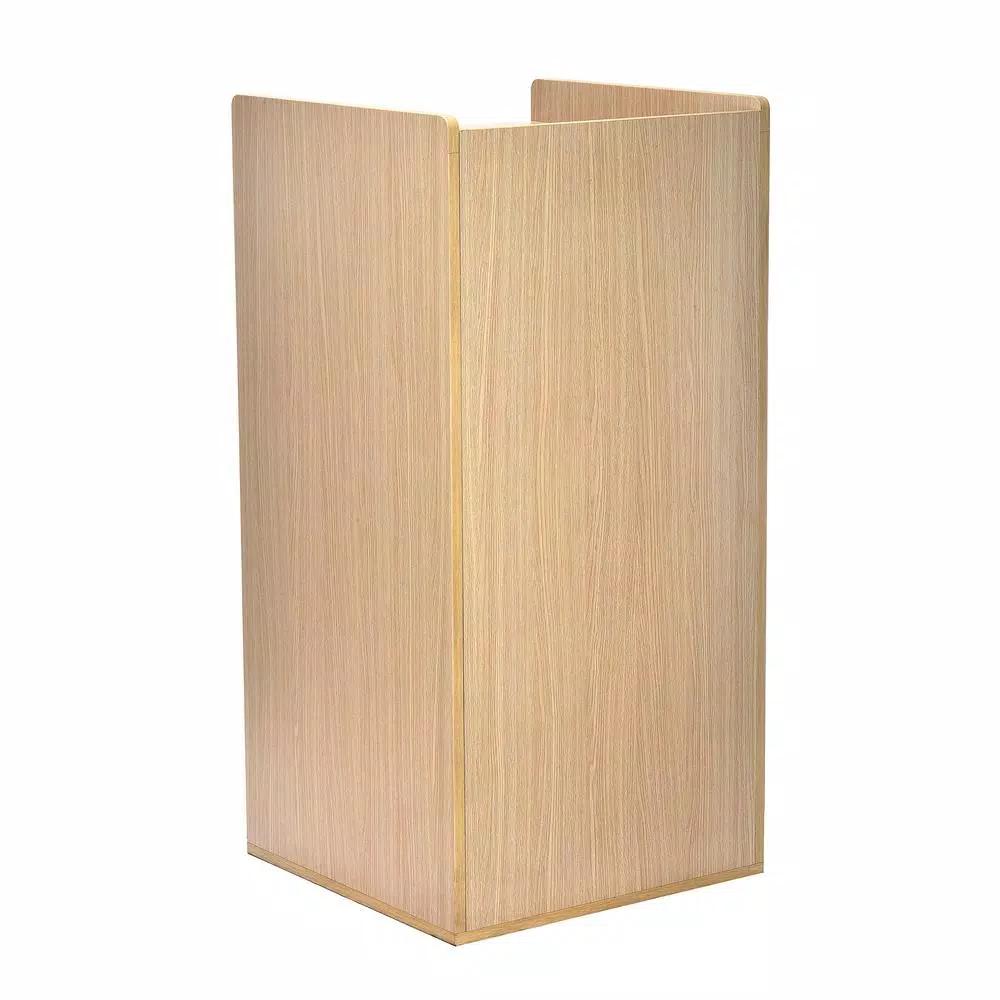 Alpine Industries 40 Gal. Oak Wood Commercial Tray Top Waste Enclosure Trash Can