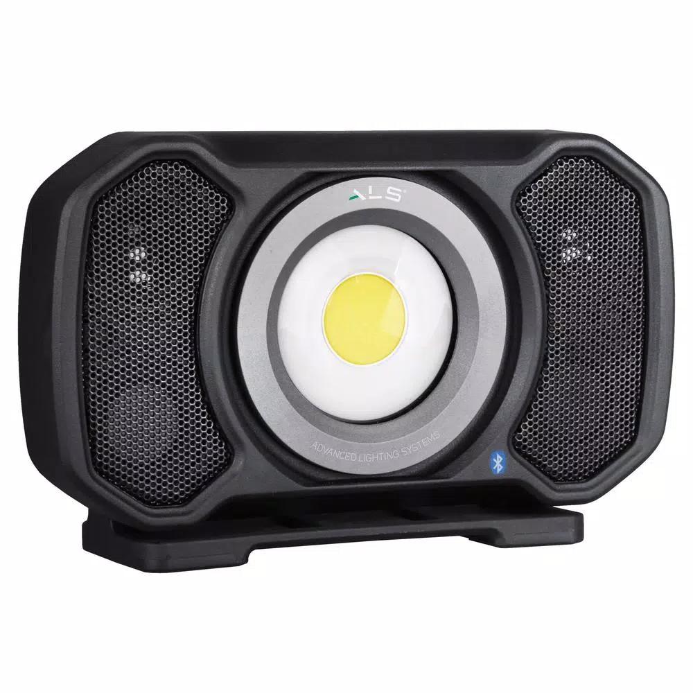 Advanced Lighting Systems 2000 Lumens LED Rechargeable Bluetooth Audio Work Light with Power Bank