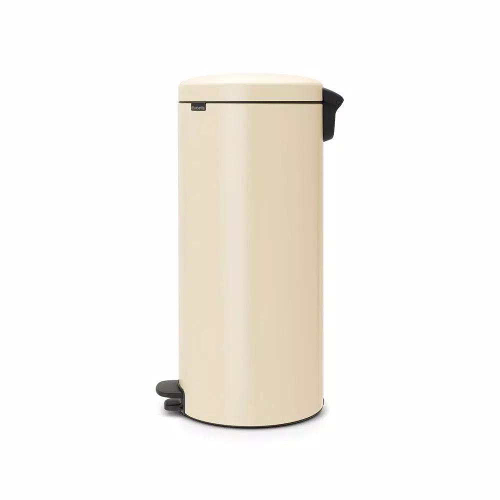 Brabantia 8 Gallon Almond Steel Step-On Trash Can with Soft-Close Lid