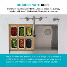 Kraus Workstation Kitchen Sink Accessory Set with Bamboo Serving Board and 6 Stainless Steel Prep Bowls thumbnail 5