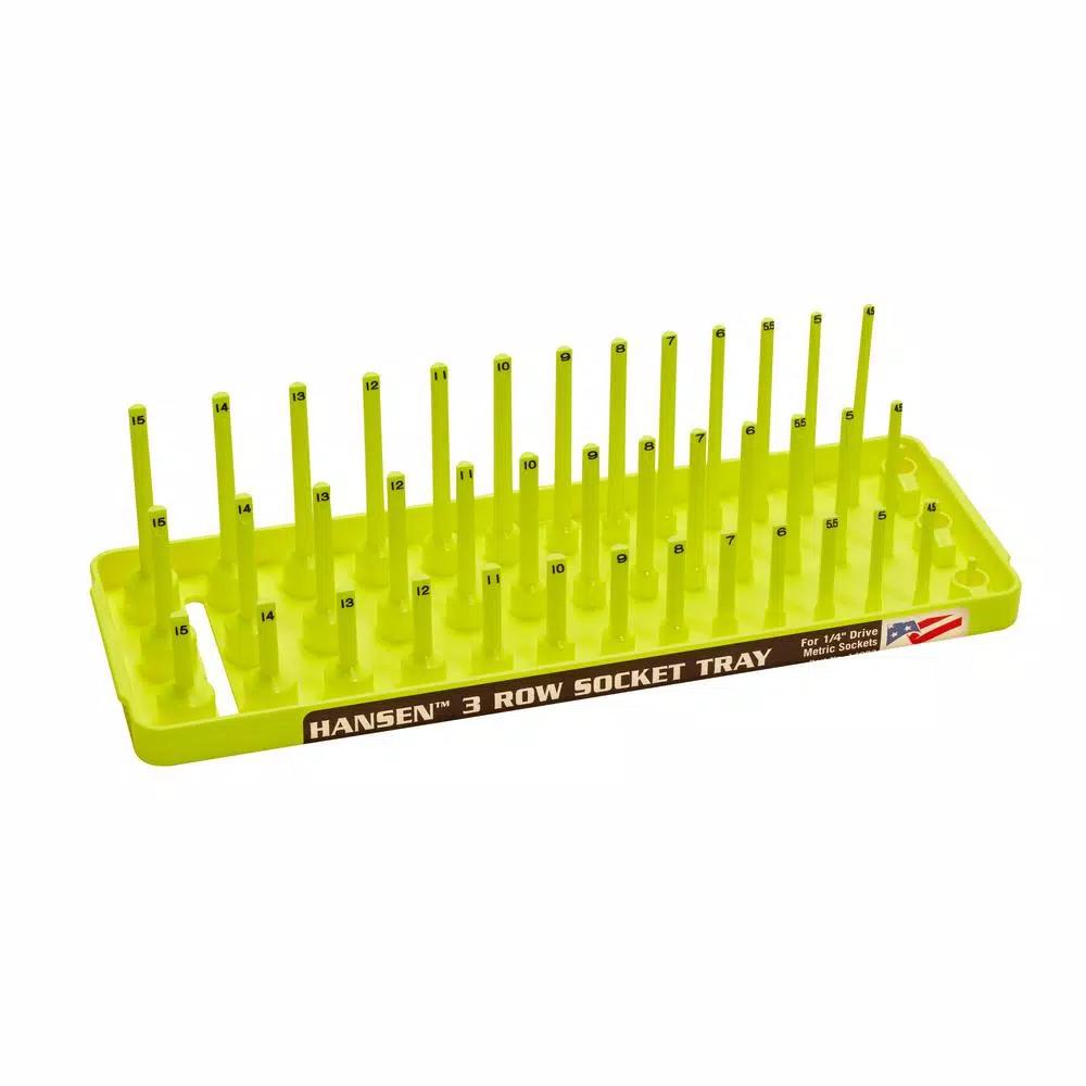 Unbranded Metric Semi-Deep Socket Holder, 1/4 in. Drive, Hi-Viz Yellow