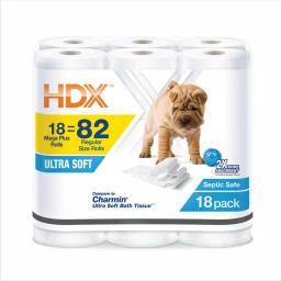 HDX Ultra-Soft 2-Ply Toilet Paper, 18 Mega Rolls (326 Sheets per Roll) thumbnail 1
