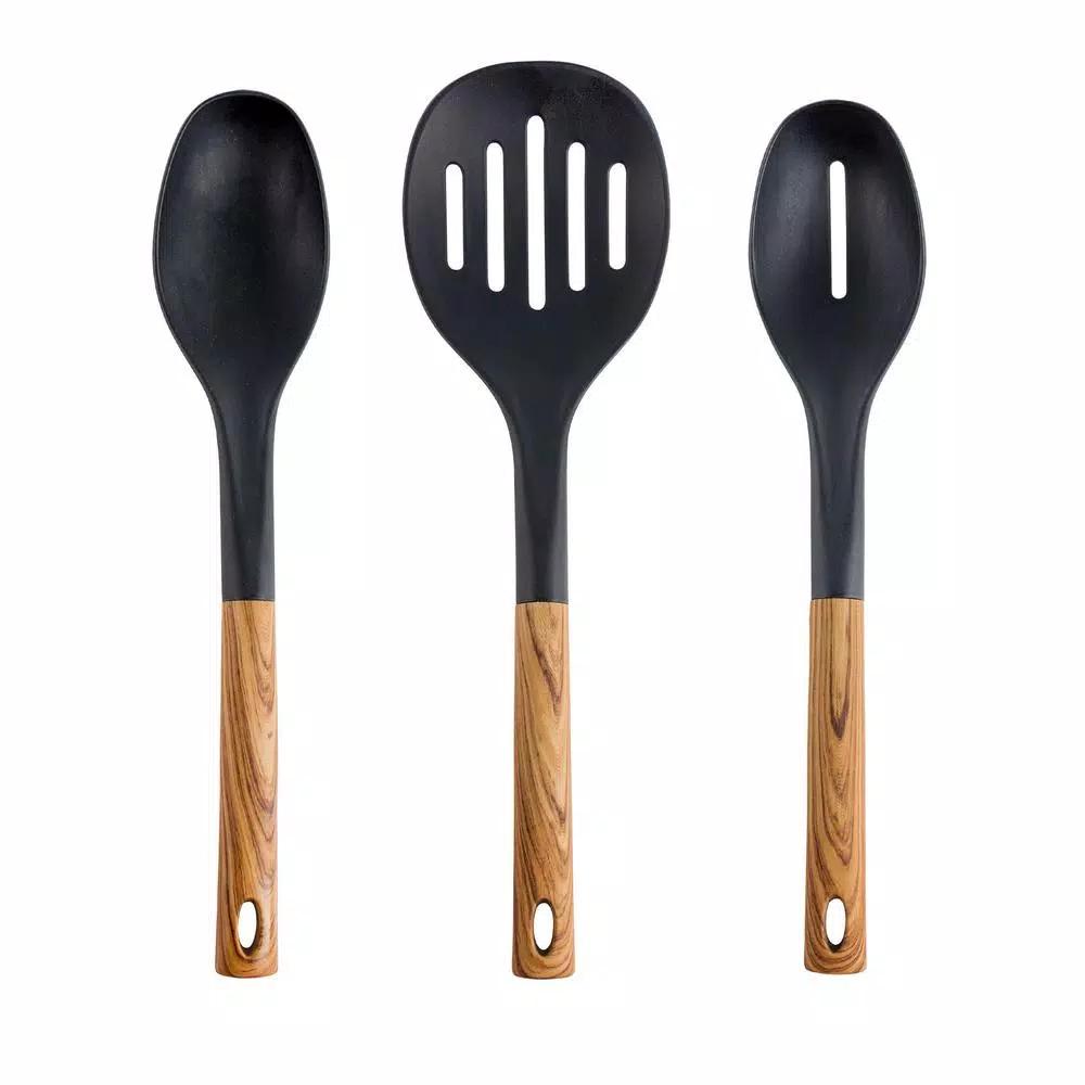 MegaChef 7-Piece Nylon Kitchen Utensil Set with Wood Design Finish