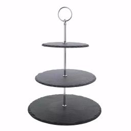 MALACASA 3-Tier Black Slate Round Cupcake Tower & Dessert Display Stand thumbnail 1