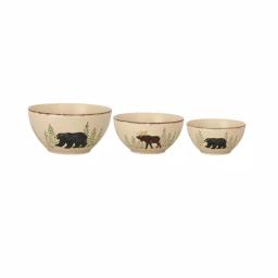 Park Designs Rustic Retreat 3-Piece Ceramic Mixing and Serving Bowl Set with Sgraffito Design thumbnail 1