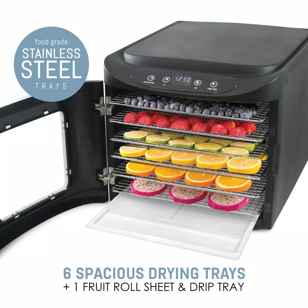 Elite 6-Tier Stainless Steel Mesh Food Dehydrator with Digital Control Panel