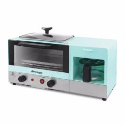 Americana 3-in-1 Breakfast Center - 2-Slice Toaster Oven, 4-Cup Coffee Maker & Griddle, Blue thumbnail 1