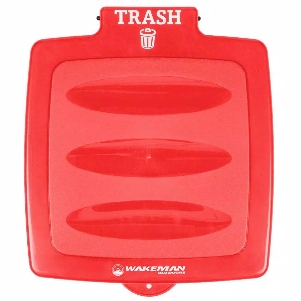 Wakeman Outdoors 13 Gal. Portable Red Trash Bag Holder for Camping and Outdoor Use
