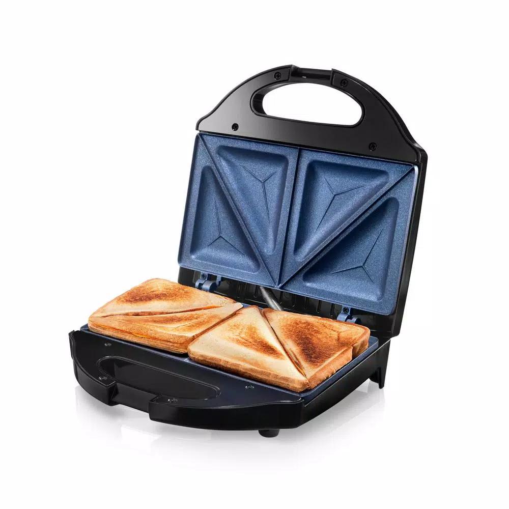 GraniteStone Classic Blue Non-Stick Diamond Infused Sandwich Maker, 2-Slice Countertop Grill