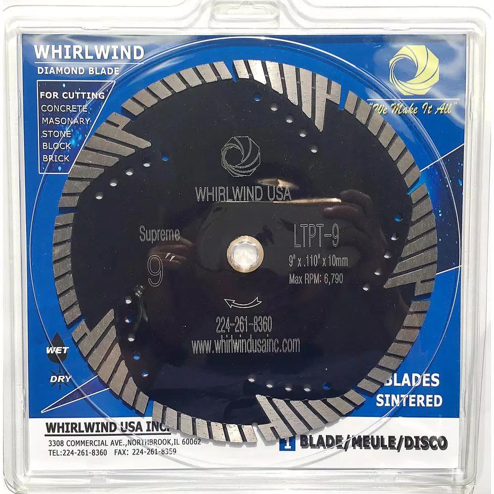 Whirlwind USA 9 in. Turbo Segmented Diamond Saw Blade for Granite, Marble, and Concrete