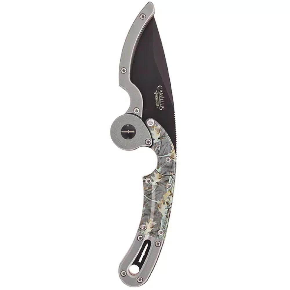 Camillus Dominator 2.25 in. Stainless Steel Drop Point Fixed Blade Knife with Aluminum Handle and Sheath