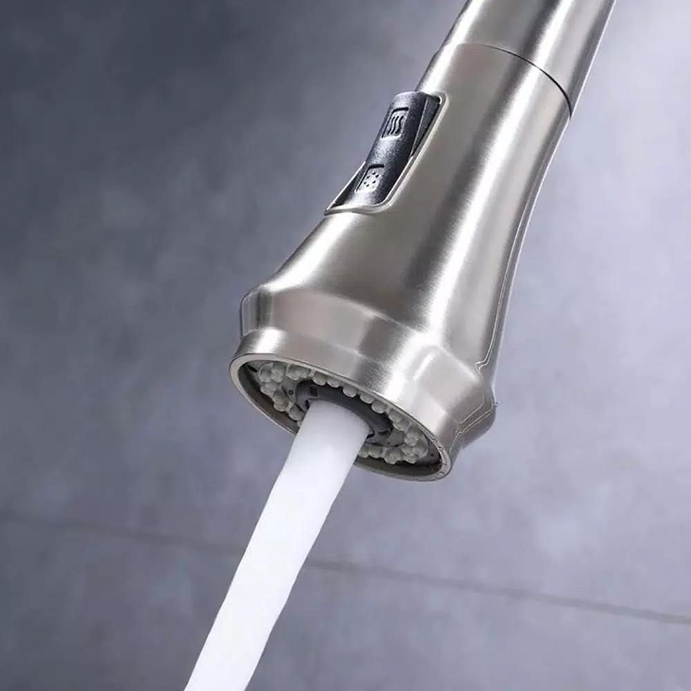 Vanity Art Brushed Nickel Single-Handle Pull-Down Kitchen Faucet with Spray Wand
