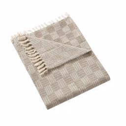 Unbranded MHF Home 50 in. x 60 in. Cotton Blend Taupe Checked Throw Blanket with Tassels thumbnail 2