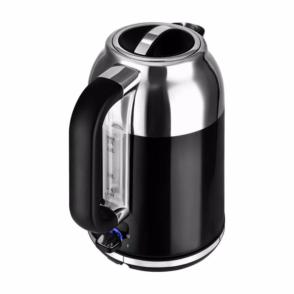 Kalorik Retro 1.7L Electric Kettle, 7-Cup Cordless Water Boiler, Black