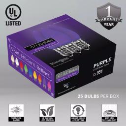 Wintergreen Lighting OptiCore C7 LED Purple Smooth Opaque Replacement Light Bulbs, E12 Candelabra Base, 25-Pack thumbnail 2