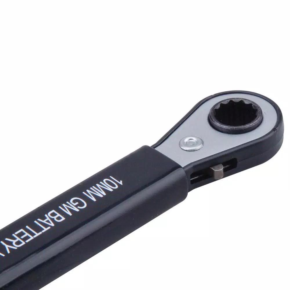 Steel Core 2-Piece Reversible Side Terminal Battery Ratchet Wrench Set, 5/16 in. and 10 mm
