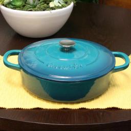 Crock-Pot Artisan 5 Qt. Enameled Cast Iron Braiser Pan with Self-Basting Lid, Teal thumbnail 4