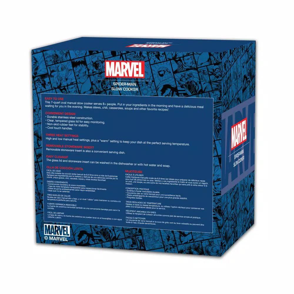 Uncanny Brands Marvel Spider-Man 7-Quart Slow Cooker, Red with Wraparound Superhero Art