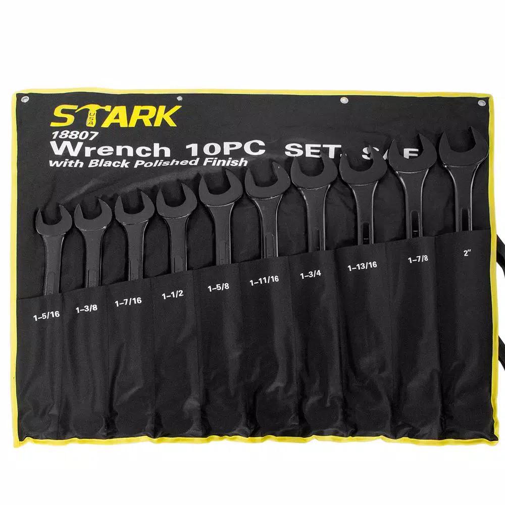 Stark Jumbo SAE Black Oxide Combination Wrench Set, 10-Piece