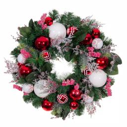 Village Lighting Company 24 in. Nordic Red and White Artificial Christmas Wreath thumbnail 1