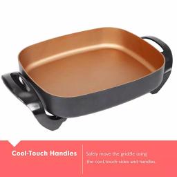 Boyel Living 8 Qt Copper Professional Non-Stick Electric Skillet, 16 in. x 12 in. Square Jumbo Frying Pan thumbnail 6