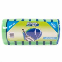 DishFish Dual Scrubber Sponge, Non-Scratch, Ergonomic Fish Shape, 8-Pack thumbnail 1