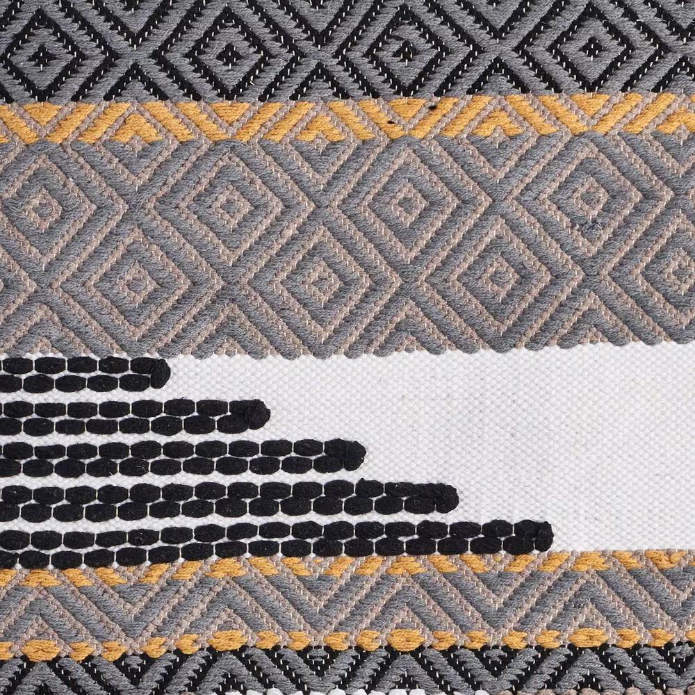 LR Home Trellis Neutral Black and Gray Geometric Fringe Wall Tapestry - Hand-Loomed Cotton Wall Hanging