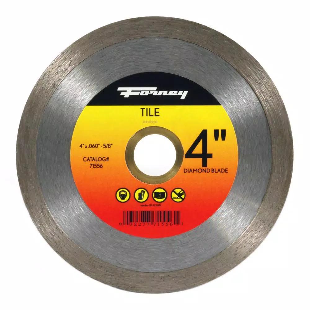 Forney 4 in. Continuous Rim Diamond Tile-Cutting Blade for Ceramic, Granite, and Marble