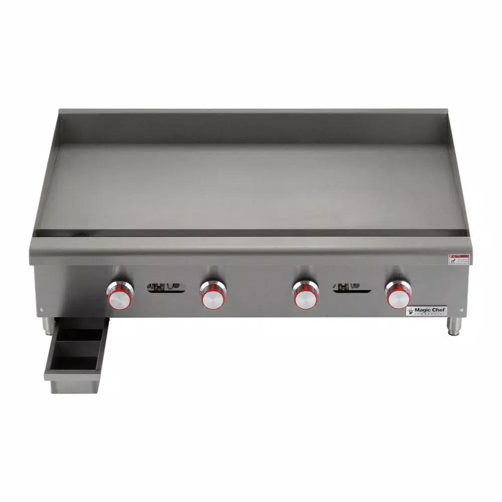 Magic Chef 48 in. Commercial Thermostatic Gas Countertop Griddle, Stainless Steel