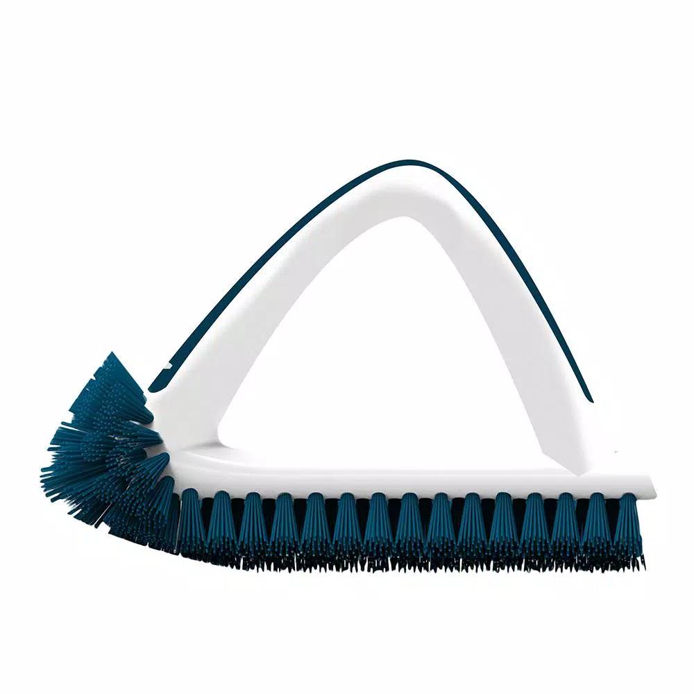Unger 2-in-1 Tile and Grout Scrubber with V-Shaped Bristles and Corner Cleaning Head