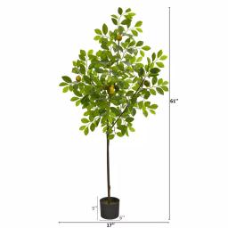 Nearly Natural 61 in. Artificial Lemon Tree with Planter thumbnail 2