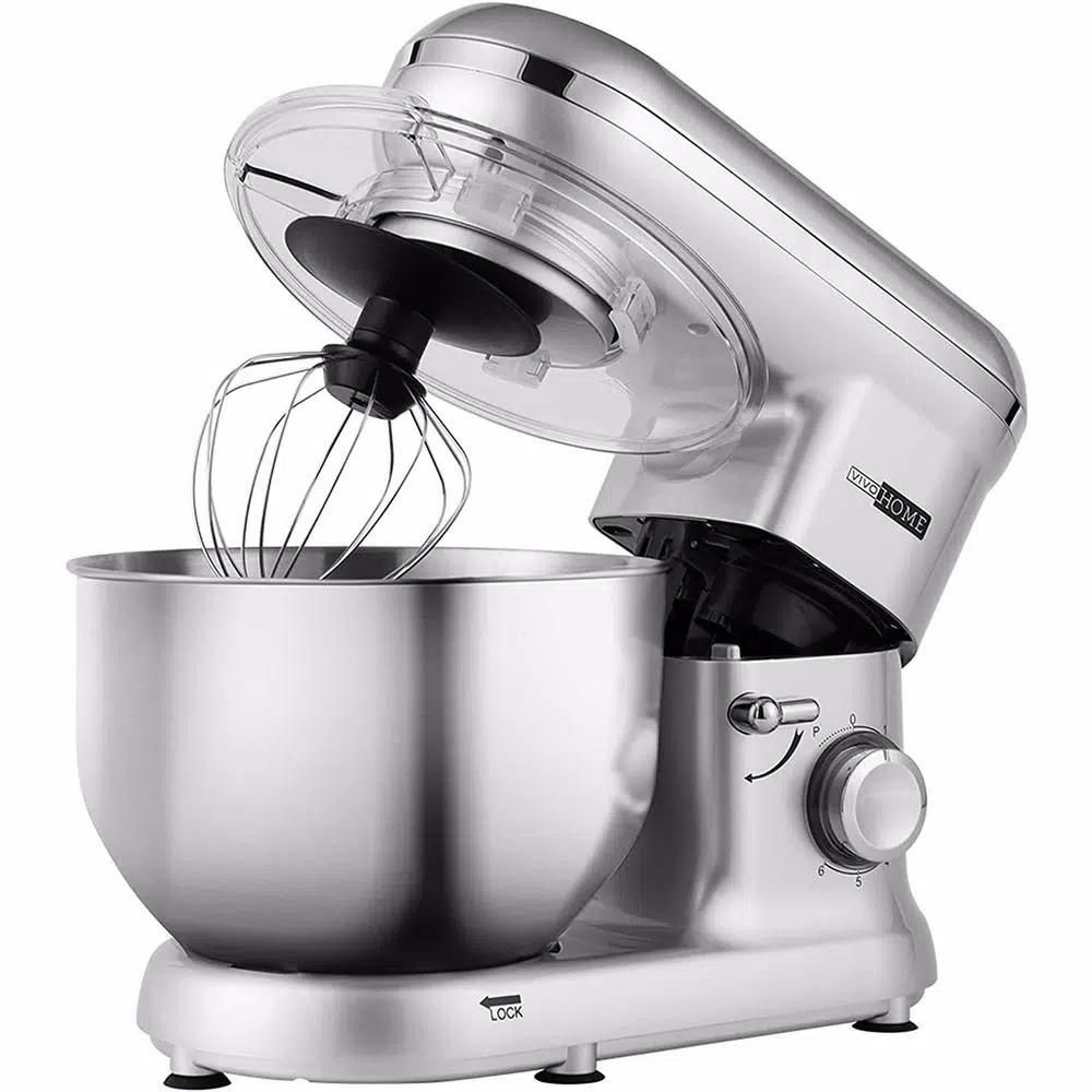 VIVOHOME 650W 6-Qt. Silver Tilt-Head Kitchen Stand Mixer with 6 Speeds