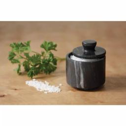 Fox Run Black Marble Salt Cellar with Lid - Elegant Spice and Herb Container thumbnail 3