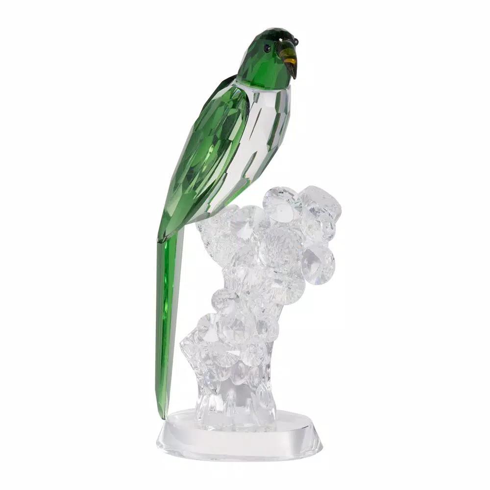 A & B Home Parrot Elegance Emerald Green Glass Parrot Sculpture with Cut Glass Base