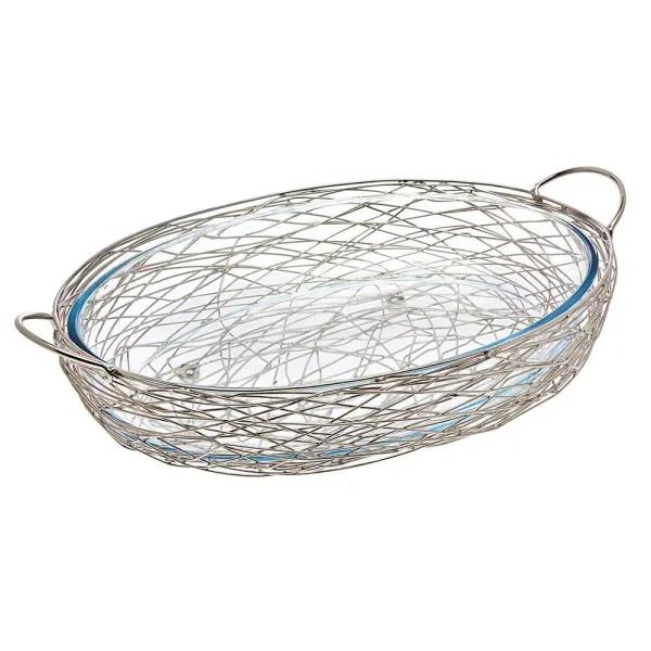 Godinger Nest Oval Stainless Steel Baker with Glass Insert