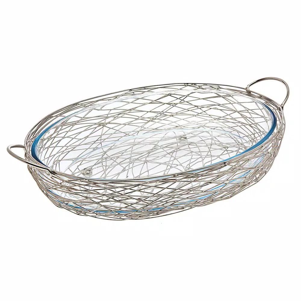 Godinger Nest Oval Stainless Steel Baker with Glass Insert