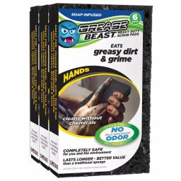 Grease Beast Hands Soap-Infused Heavy-Duty Odor and Bacteria Resistant Scrub Sponge, 6-Pack thumbnail 2
