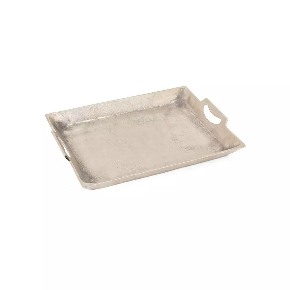 IMAX Lindi Silver Aluminum Trays, Set of 3, Rectangular Metal Decorative Trays